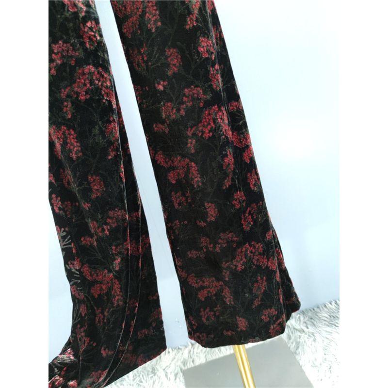 Export Single Za Home High Waist Slim Looking Elegant Elegance 2024 New Arrival Exquisite Print Loose Pants Fashion Velvet Pants