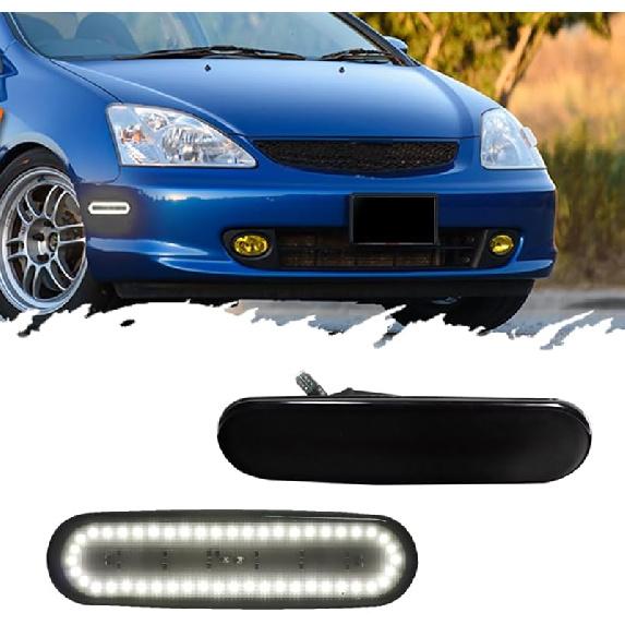 Для Honda Civic Si EP3 3DR 2002 2003 2004 2005 Боковые габаритные огни бампера Передние янтарные Задние красные Светодиодные лампы Дымчатое стекло 33801S5TA01 4 шт.