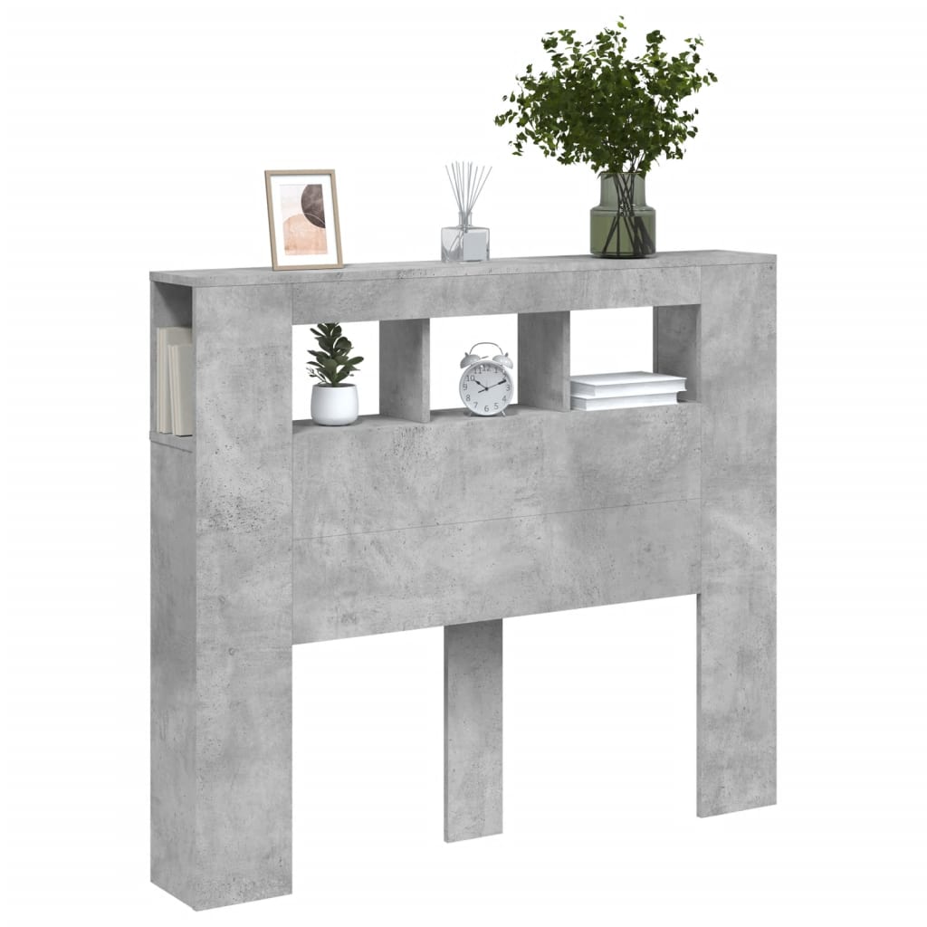 Vidaxl Wezgłowie Łóżka Z Led, Szarość Betonu, 120X18,5X103,5 Cm