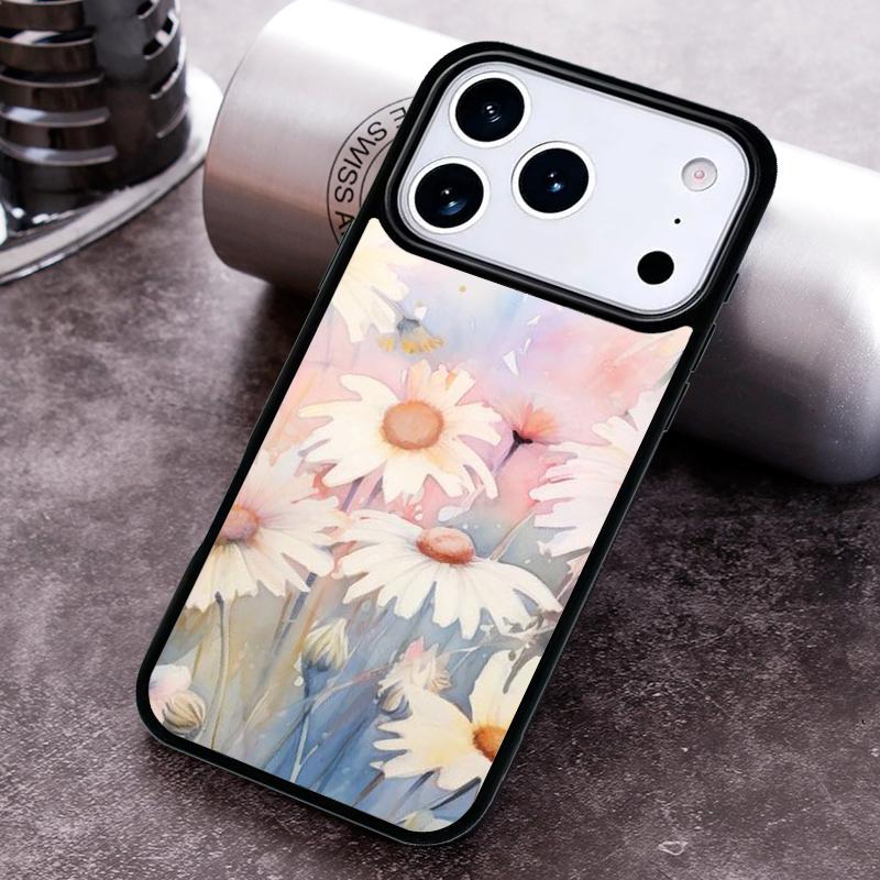 Daisy Watercolor Phone Case For iPhone 17 16 15 14 13 12 11 Pro Max Plus 17Air Soft Silicone Cover
