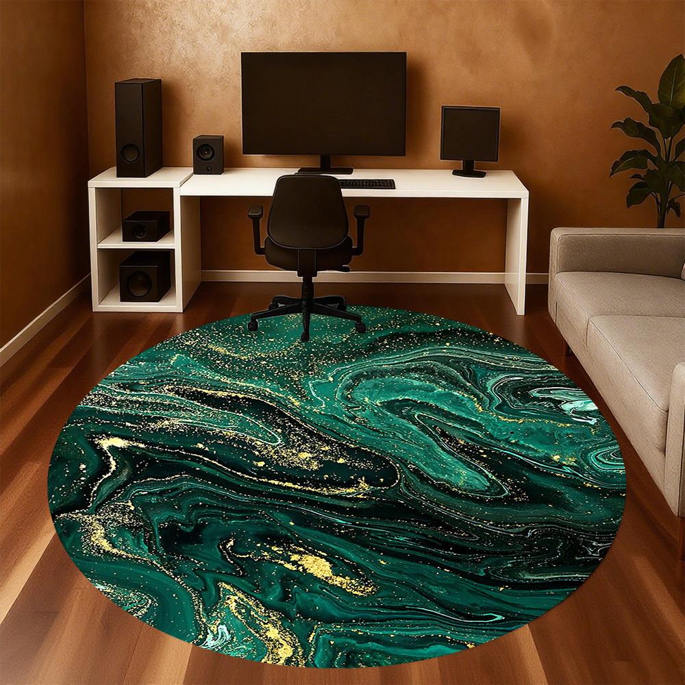 1pc Marble Texture Round Chair mat Area Rug - Non-Slip, Floor Mat for Office, Bedroom, and Indoor Decor c1125348