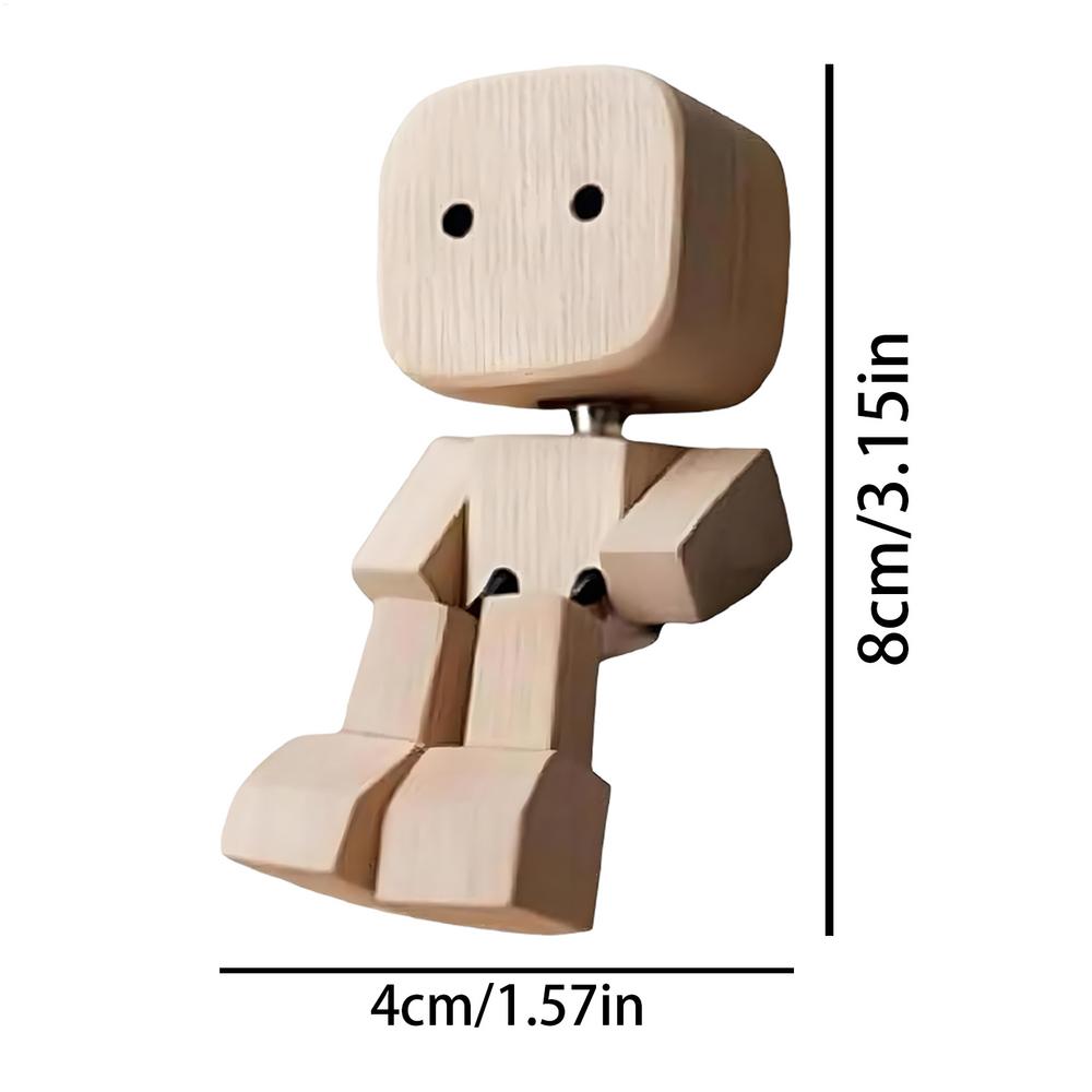 Car Dashboard Shaking Wooden Man Funny Wood Man Auto Decor Cute Shaking Feet Wooden Doll For Car Interior Figure Accessories