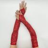 Fingerless Sequins Gloves Creative Shinning Mittens Sexy Creased Long Gloves Dress-Up Accessories