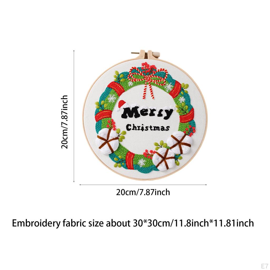 Christmas Cross Stitch Kit with 20cm Embroidery Hoop for DIY Crafting
