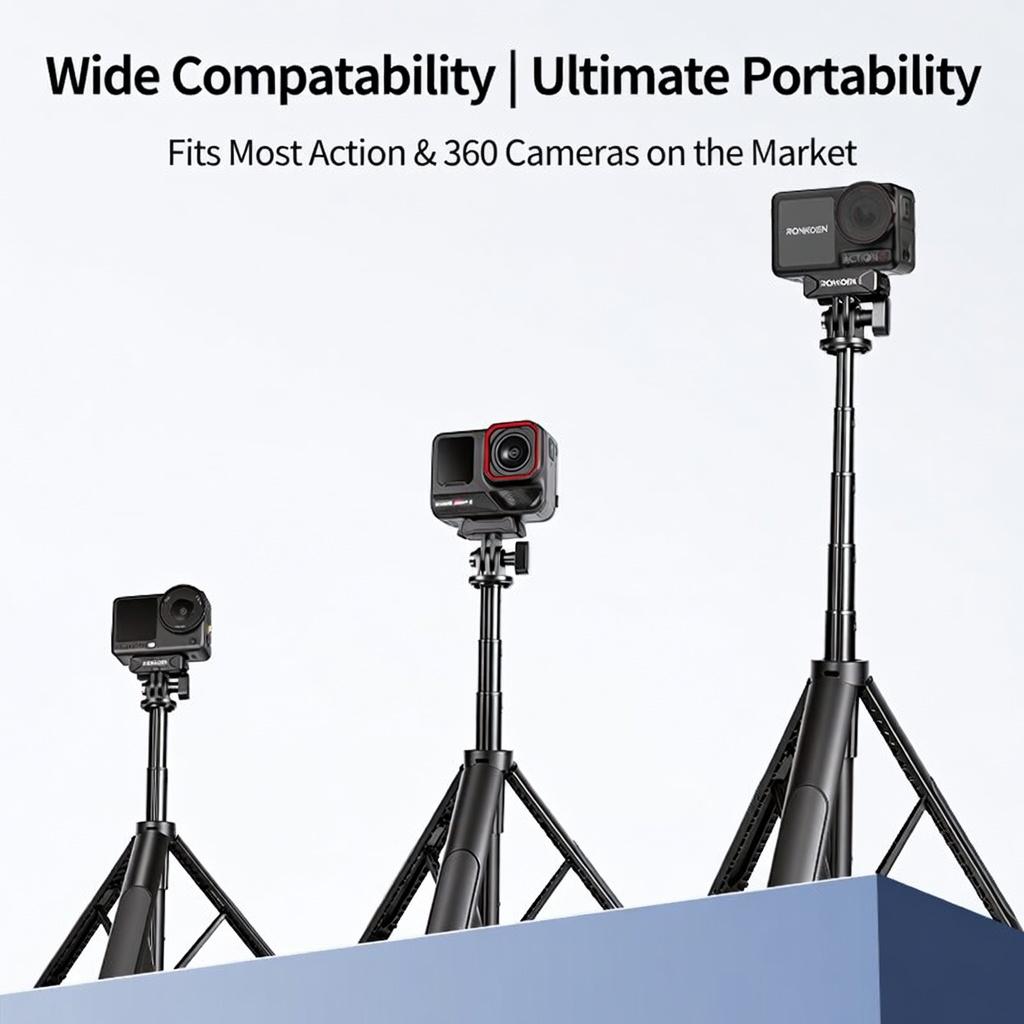 RONKOEN TZ-24 Mini 60cm Quick Release Selfie Stick Tripod Portable Adjustable for GoPro Insta360 DJI Osmo Action Camera 7