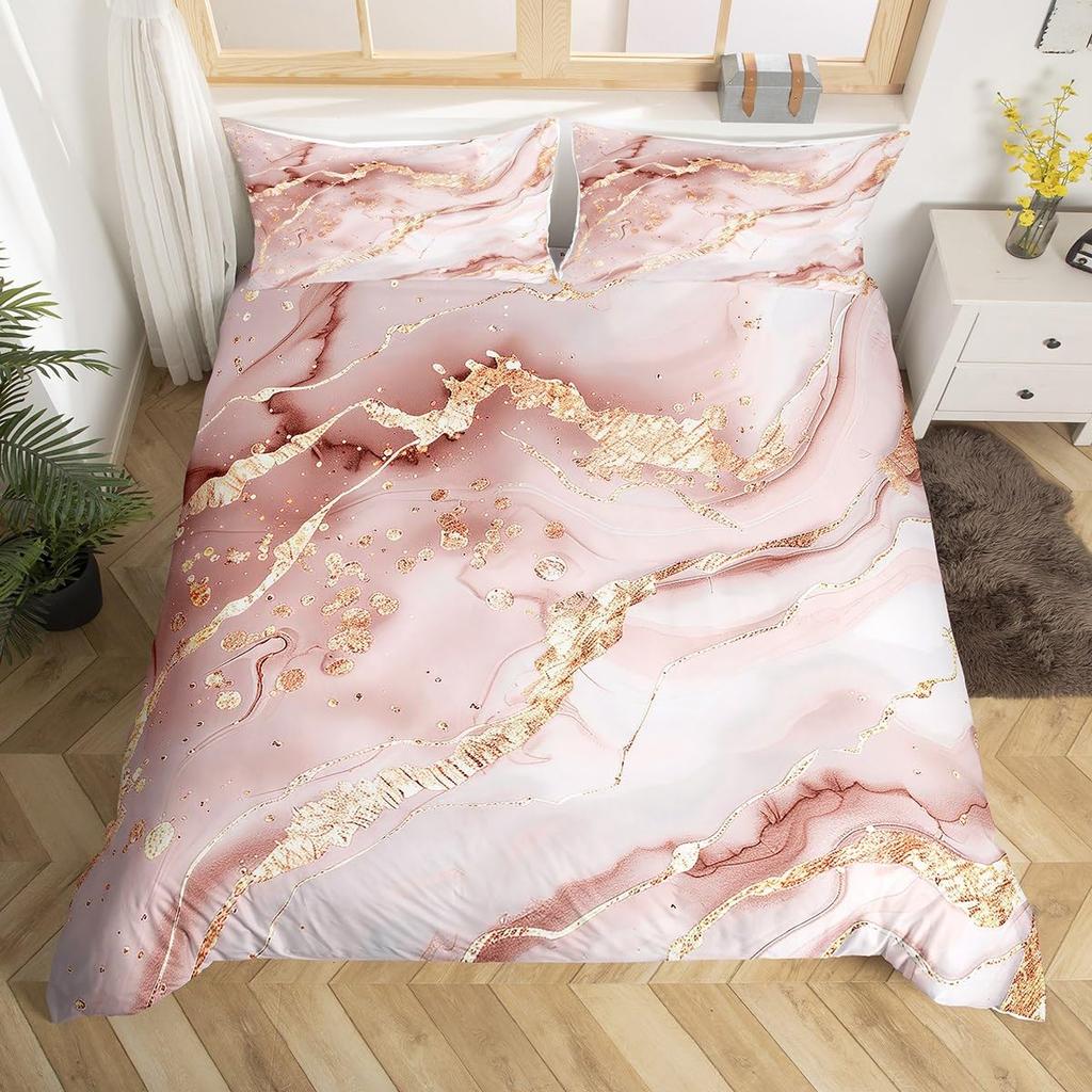 Chic Marble Duvet Cover Sets For Teens Kids Queen Lightweight Quilt Covers Bedroom Decor Abstract Art Bedspread Covers No Quilt