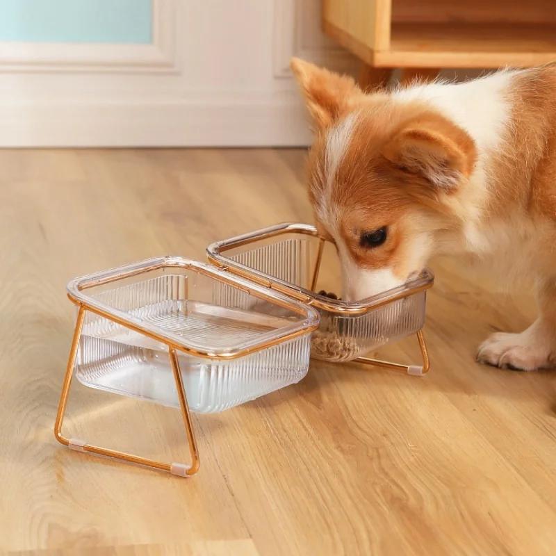 Питомец Двойная миска Прозрачная кормушка для собак Высокая ножка Миска для кошек Пить воду Миска для кошачьего корма Миска для собак Питомец Легко чистить Миска для собак Принадлежности