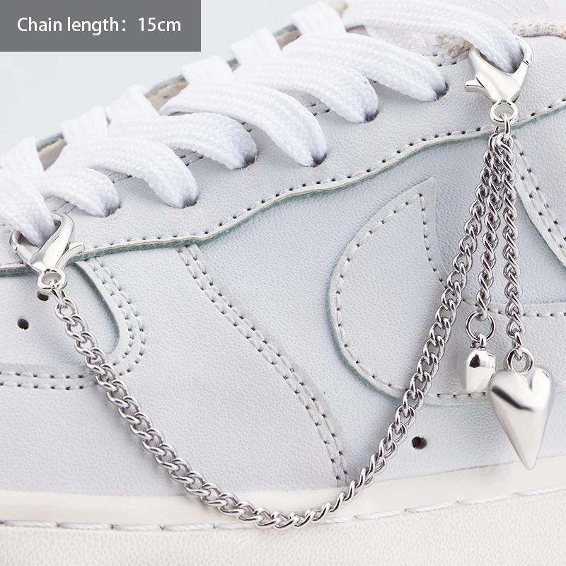 1 шт. Роскошная бриллиантовая цепочка для обуви в виде сердца, звезды, жемчуга, панк, оригинальная, съемная, с шипами, пентаграмма, аксессуары для обуви, ювелирные изделия, подвеска