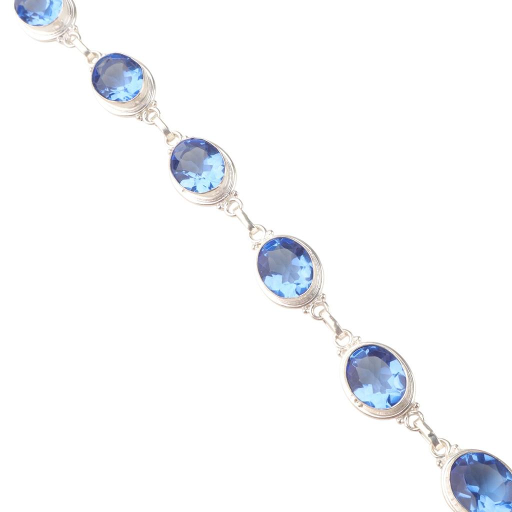Rare Tanzanite Gemstone 925 Sterling Silver Jewelry Handmade Chain Bracelet 8.5" RB-3-13
