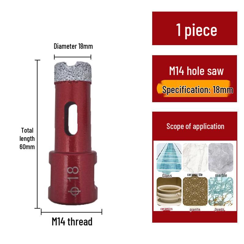 M14 Алмазная коронка паяная для плитки, мрамора, камня, стекла - Насадка для угловой шлифмашины для расширения отверстий