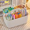 Пластиковая корзина для хранения с 5 отделениями и ручкой, переносной органайзер для офисного стола для ручек, карандашей, канцелярских товаров, смешанный цвет