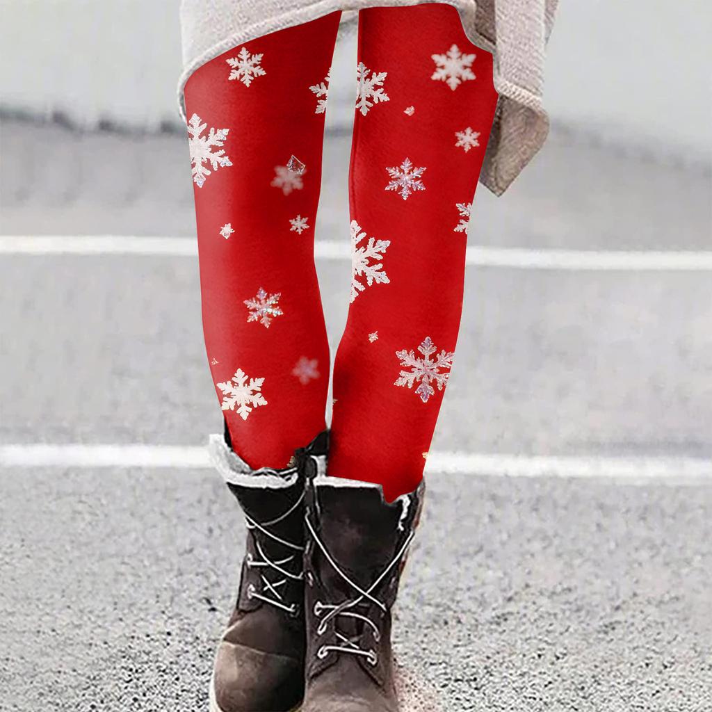 Женские рождественские облегающие эластичные повседневные брюки для йоги