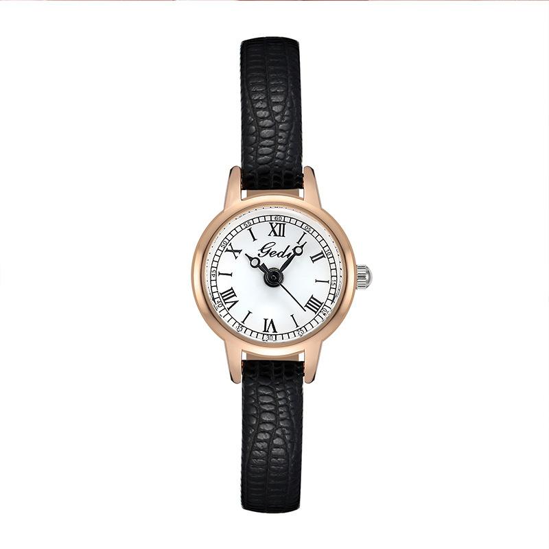Retro Compact Student Watch Niche High-End Small Disc Belt Watch Waterproof Quartz Women'S Watch