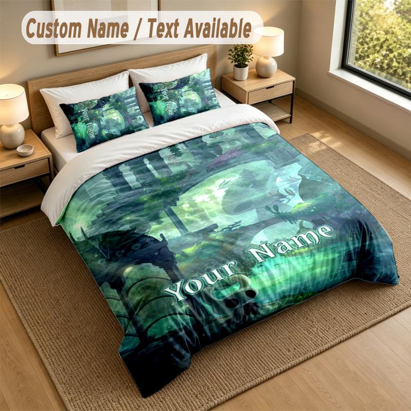 3Pcs Bedding Set Custom Name Text, 1 Sheet 2 Pillowcases Home Bed DecorHollow Knight