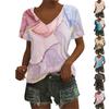 V-neck Women's Texture Printed Short Sleeves
