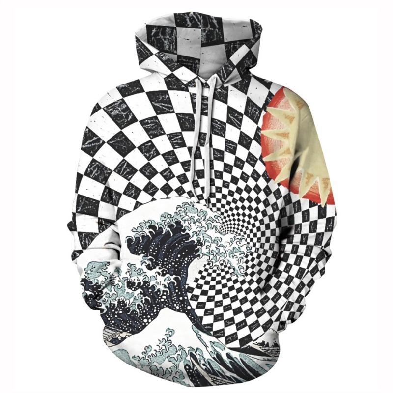 Lattice Vortex японский Great Wave Off Kanagawa Plum Blossom 3D принт мужские толстовки женские толстовки с капюшоном пуловер одежда S-3XL