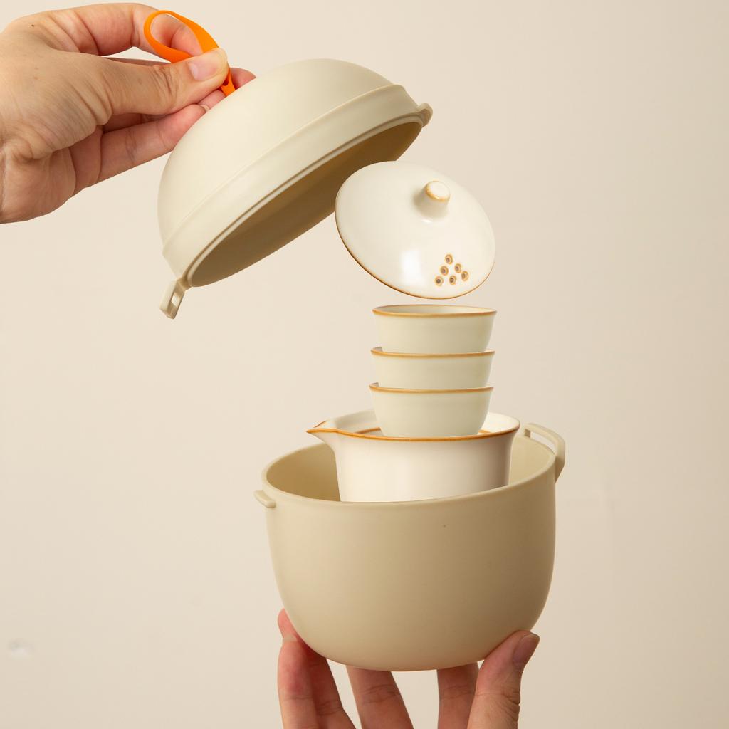 Huang Ru Kiln Portable Travel Tea Set Kuaike Cup High Value Advanced Sense Souvenir Business Event Gifts