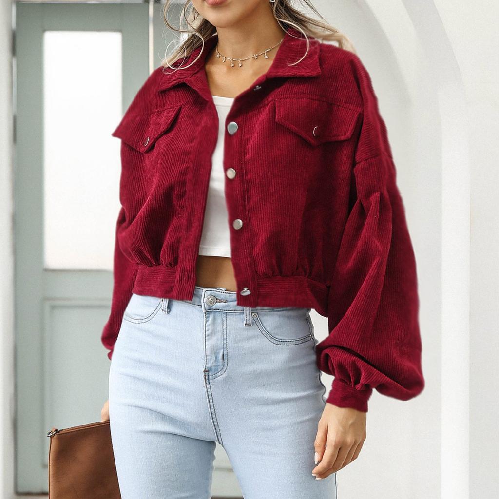 Женская осенне-зимняя повседневная куртка с лацканами, однобортное короткое пальто