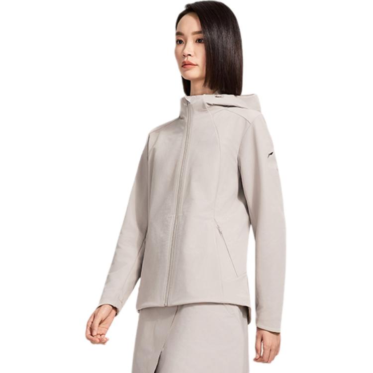 Li-Ning Женская спортивная куртка с капюшоном, ветрозащитная, флисовая, однотонная, на молнии, серия Honor Gold Standard, AFDWB70-1