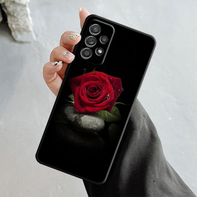 Чехол с зелеными побегами розы и тюльпанов для Samsung Galaxy A14 A73 A53 A71 A51 A31 A33 A22 A12 A21s A13 A32 A52s A72 A52 A23