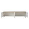 180*40*45cm TV Cabinet with 4 Cabinets, TV Cabinet with 6 Ball-Foot Metal Legs, Suitable for TVs around 80 Inches, Wood Color+White