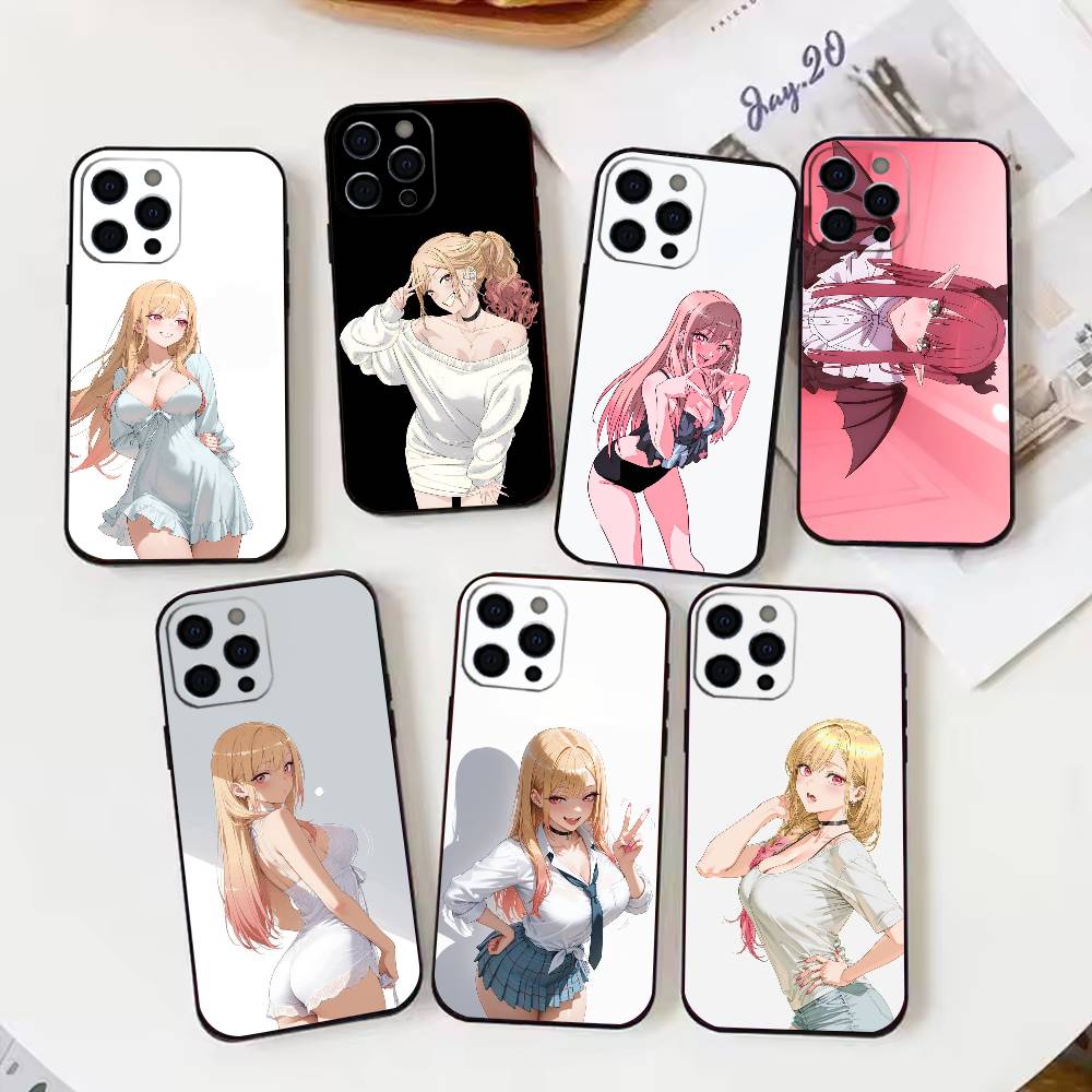 Чехол для телефона M-My Dress-Up Darling для iPhone 17,16,15,14,13,12,11 X XR Plus, Мягкий силиконовый черный чехол