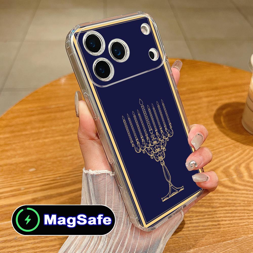 Еврейский чехол для телефона Ханука для iPhone 17 16 15 14 13 12 11 Air Pro Max Plus Mini Magsafe Прозрачный Цветной Чехол Роскошный
