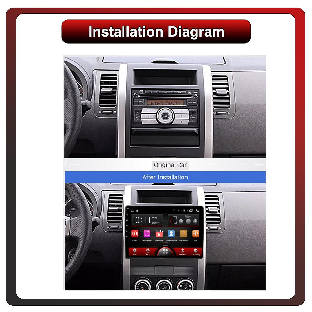 2Din Android Car-Play Car Radio,Nissan X-Trail 2004-2007,Multimedia Player Head Unit Stereo GPS Navigation BT WIFI,1+16GB
