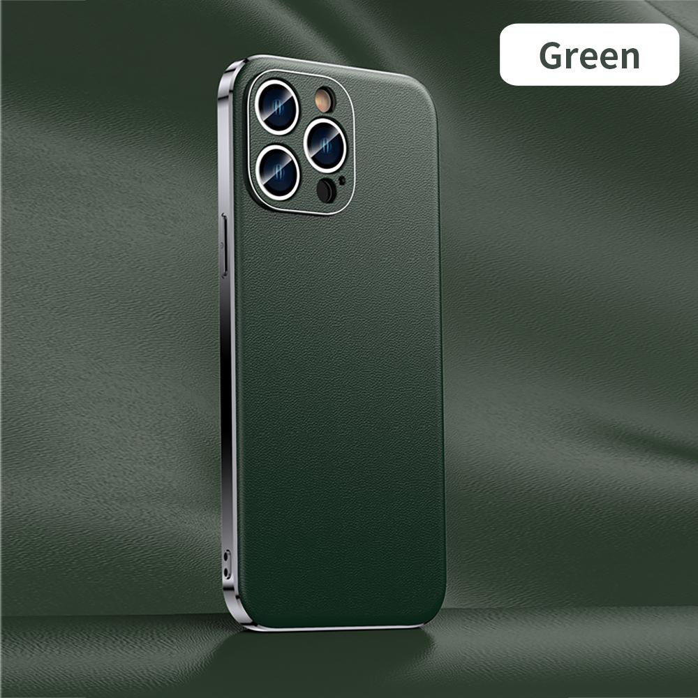 Оригинальный кожаный чехол для телефона из коровьей кожи для iPhone 17 16 15 14 12 11 13 Pro Max 14 Plus С гальваническим покрытием Ударопрочный Защита объектива Задняя крышка