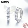 Korean Style Circle Hoop Earrings 925 Sterling Silver Clear CZ Beauty Earrings For Women