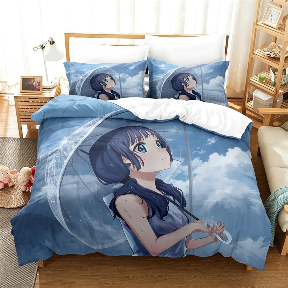 3D Printed Weathering With You Bedding Set 2/3 Piece Duvet Cover Set Cute  Anime Printed Bed Linen For Bedroom Decor Fans Gift