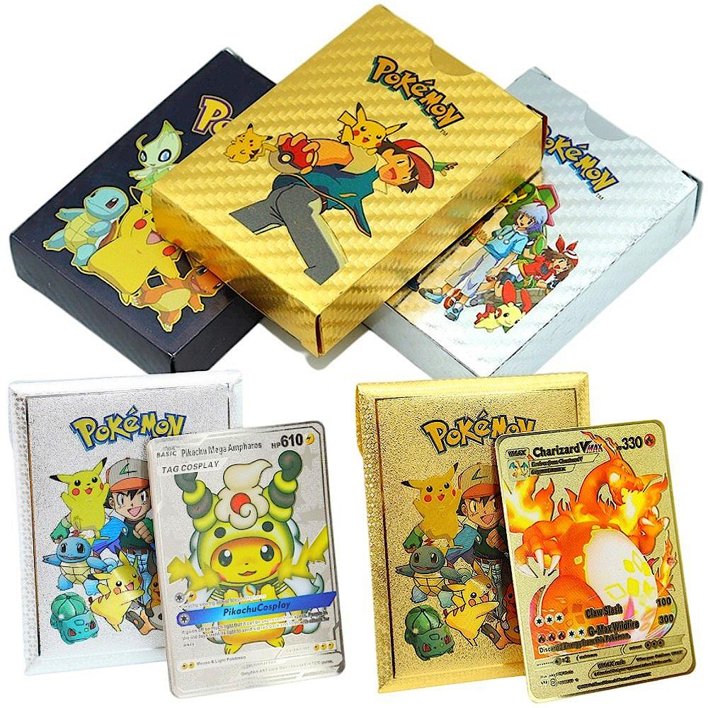 55Pcs Gold Foil Assorted Cards Pokemon Cards Collection I01