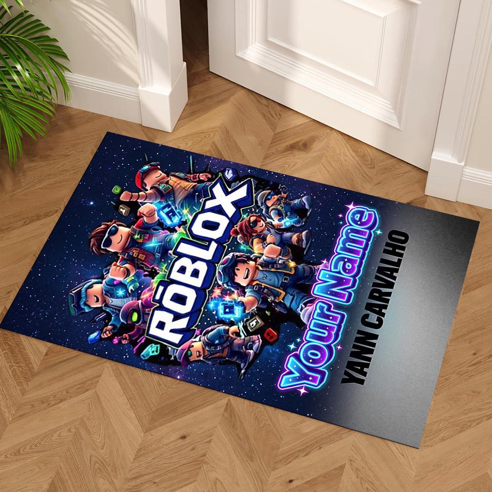 Персонализированный коврик для пола Roblox с текстом Идеально подходит для общежития, столовой, игровых комнат, игровой комнаты Антискользящий ковер Аниме Декор для офиса