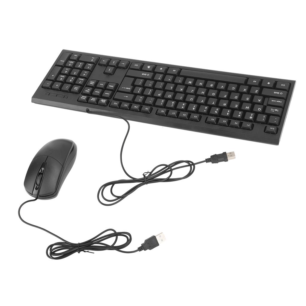 Keyboard and Mouse Combo Black Waterproof 104 Keys Anti Slip USB Wired Connection Keyboard Mouse