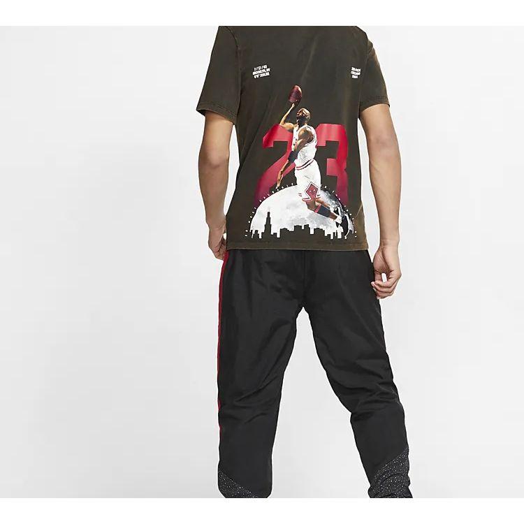 Футболка Air Jordan с короткими рукавами в стиле ретро и принтом на спине Dunk Silhouette в винтажном стиле, мужские топы, черные AQ3735-010