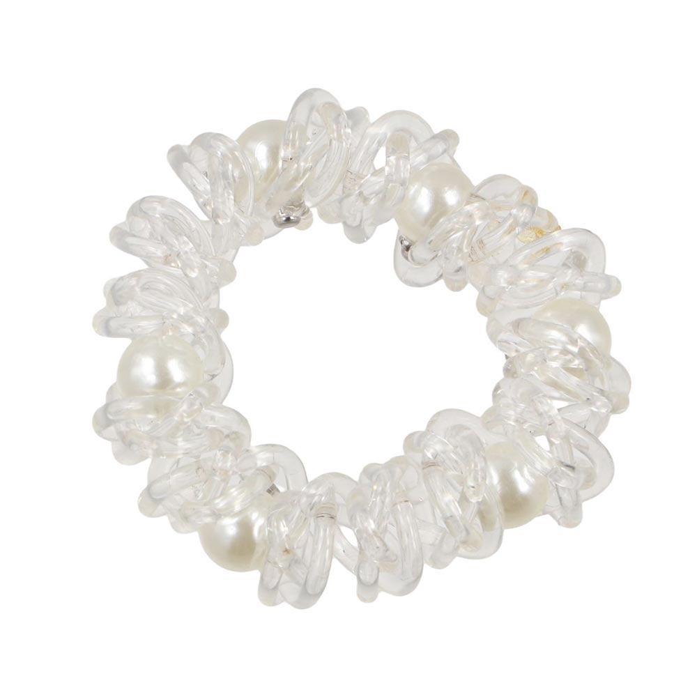 Korean Style Transparent Hair Ring Elastic Pearl Ponytail Holder Female/Children