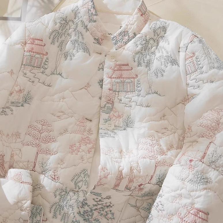 2024 Women’s High-End Embroidered Cotton Jacket: New Chinese Style Winter Fashion Trend