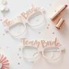 Bachelorette Party Paper Glasses Rose Gold Team Bride White Bride To Be Wedding