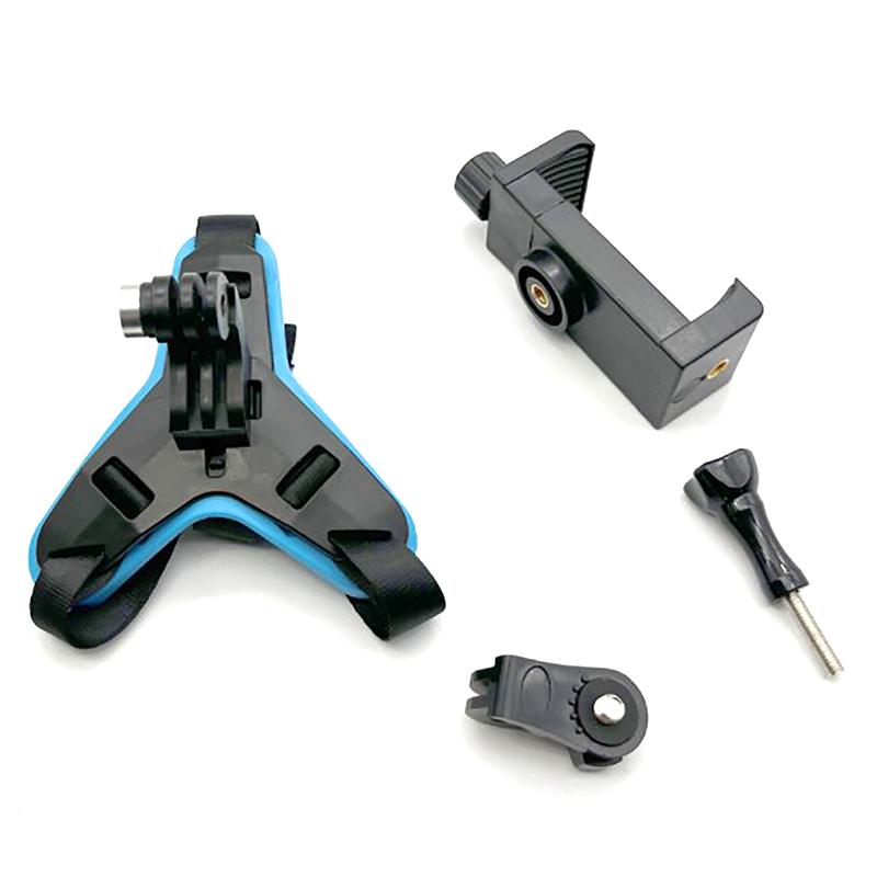 Motorcycle Helmet Chin Strap Mount Holder With Phone Clip Compatible For Gopro