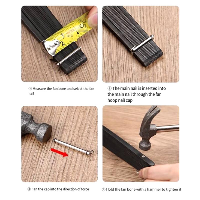 5 Sets Fan Accessories Hand Repairing Kit Pendant Light Metal Rivets For Folding Accessory Shaft Stainless Steel Nut