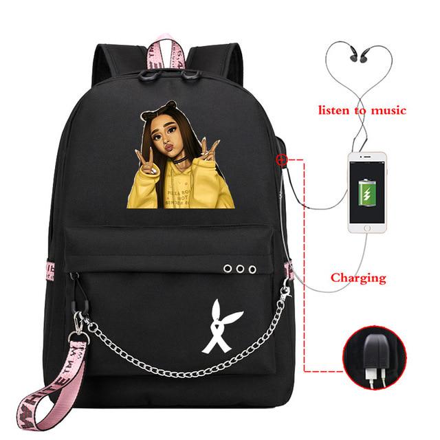 Mochila Ariana Grande, маленький рюкзак, женские рюкзаки, милые школьные сумки для девочек-подростков, рюкзак для ноутбука
