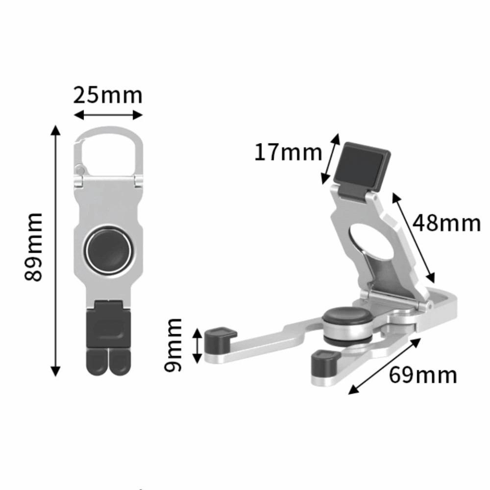 Zinc Alloy Keychain Stand 3-In-1 Multi-Functional Desktop Phone Holder Foldable Phone Stand Phone