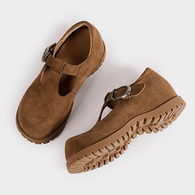 Модные высококачественные туфли Мэри Джейн из искусственной замши женские ретро с круглым носком Т-образный ремешок повседневные туфли удобные легкие уличные балетки