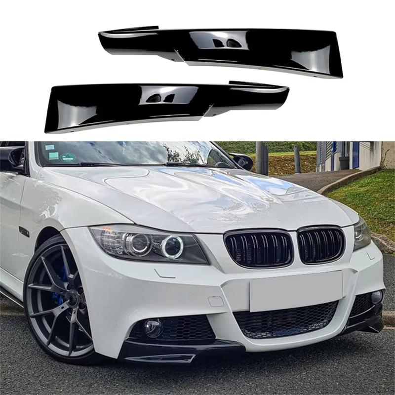 For BMW 3 Series E90 E91 M-Tech LCI 2009-2012 Front Bumper Splitters Lip Pair Glossy Black Car Diffuser Splitter Spoiler Cover