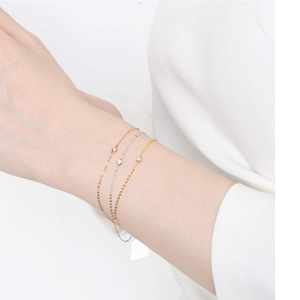 Diamond K18 Pink Gold Bracelet Lab Grown Diamond with Gift Wrapping Day Christmas Birthday Anniversary Present Gift [FANCIME] Women's Mother's (Pink)