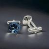 Srebrne spinki do mankietów - damskie męskie idealny pomysł na prezent dla męża żony - denim blue - srebro 925