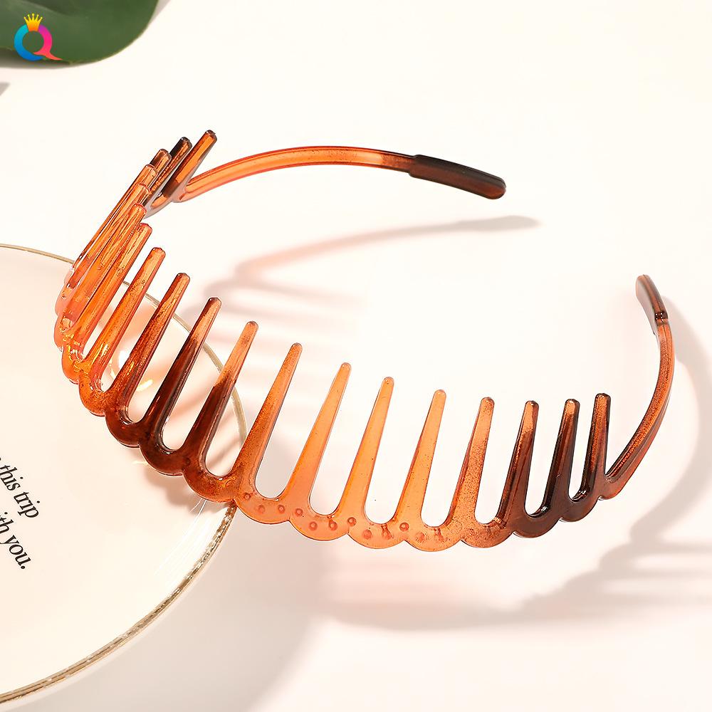 Нескользящая зубчатая повязка на голову с нажимом на волосы, челка, сломанная повязка на голову, простая черная коричневая повязка на голову для женщин