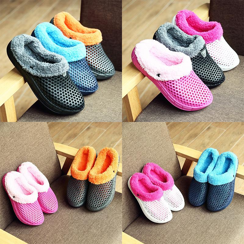 Fleece Bag and Cotton Slippers Women's 41 Winter Warm Hole Cotton Drag Large Size Couple Cotton Slippers Men's 45