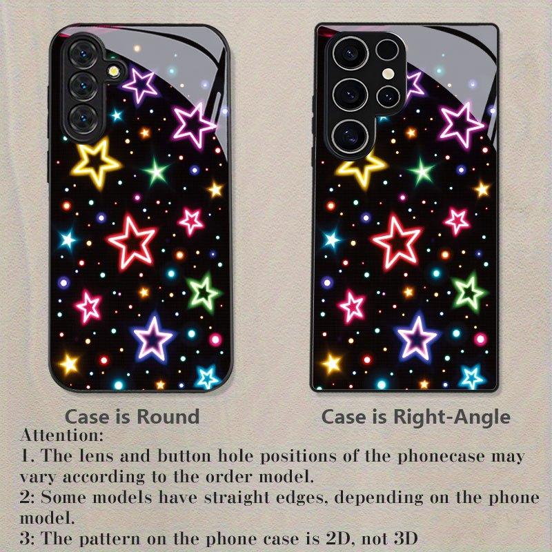 Colorful pentagram patterned glass phone case suitable for Samsung Galaxy S26 S25 S24 S22 S21 S20 FE/Ultra/Plus hard case