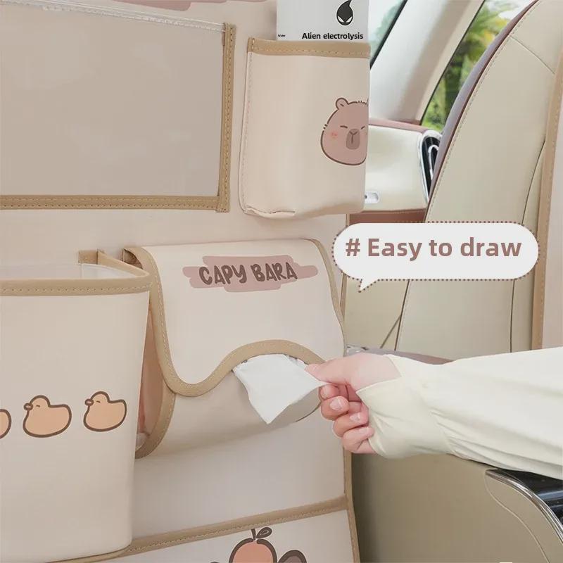 Сумка для хранения автомобиля Capybara: Мусорный бак из мультяшной кожи, устойчивый к грязи и ударам